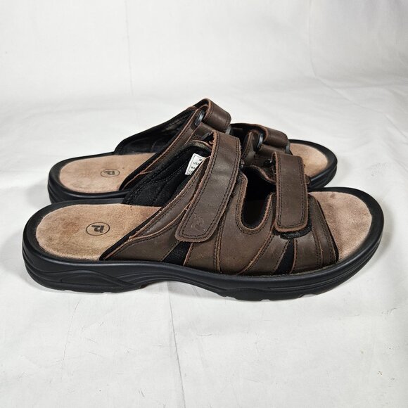 Propet Vero brown leather slip-on slides sandals msv003L Men\'s Size 12 5E (XX)